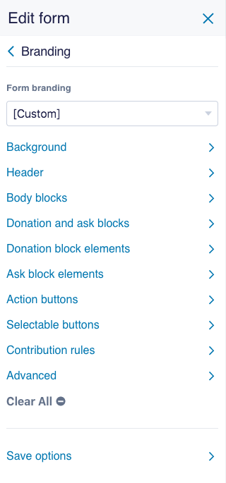 Branding editor menu